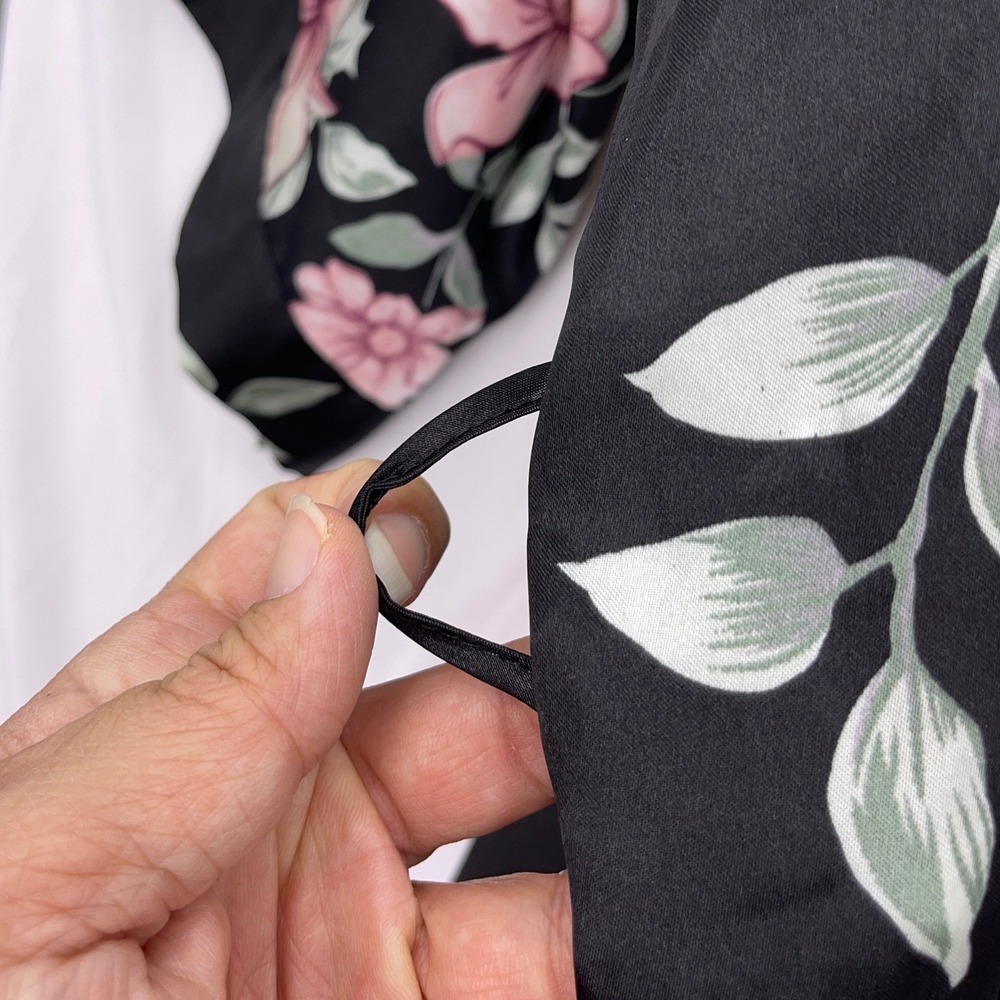 Black Pink Floral Kimono Robe 2XL/3XL Pockets Satin Loungewear - Picture 11 of 11